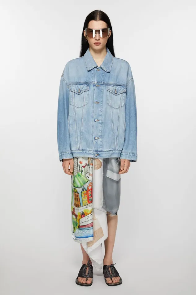Women Denim Jacket 8211 Oversized Unisex Fit Light Blue Acne Studios Outerwear