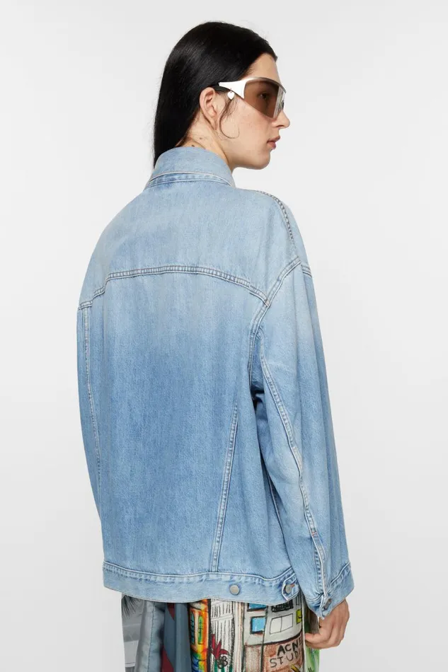 Women Denim Jacket 8211 Oversized Unisex Fit Light Blue Acne Studios Outerwear
