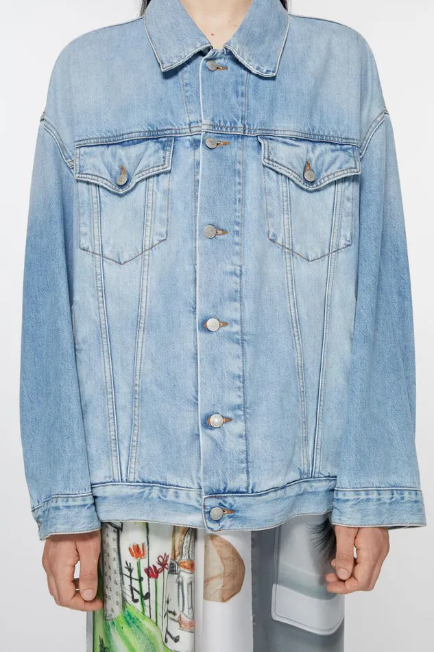 Women Denim Jacket 8211 Oversized Unisex Fit Light Blue Acne Studios Outerwear