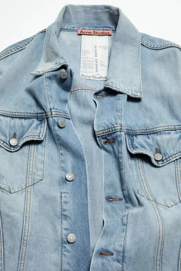 Women Denim Jacket 8211 Oversized Unisex Fit Light Blue Acne Studios Outerwear