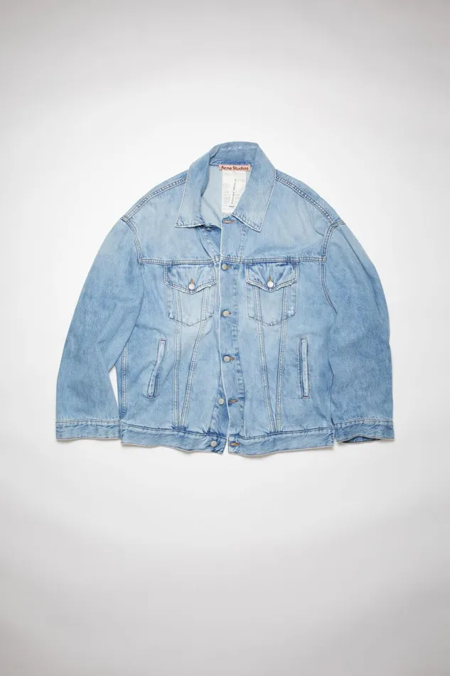 Women Denim Jacket 8211 Oversized Unisex Fit Light Blue Acne Studios Outerwear