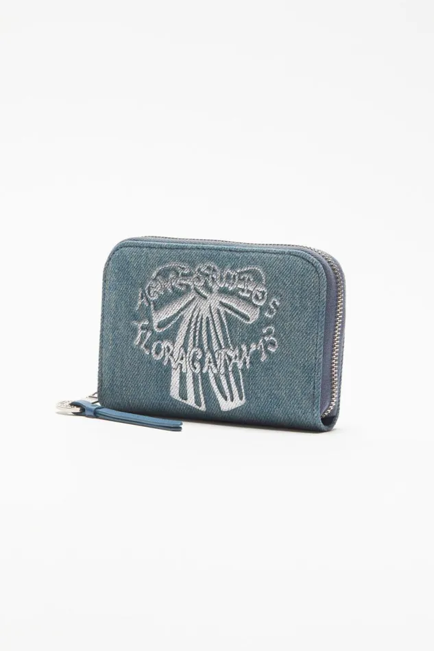 Women Denim Zip Wallet Dusty Blue Acne Studios Small Leather Goods