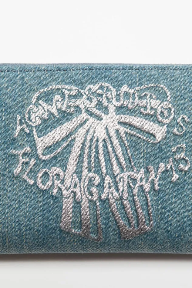 Women Denim Zip Wallet Dusty Blue Acne Studios Small Leather Goods