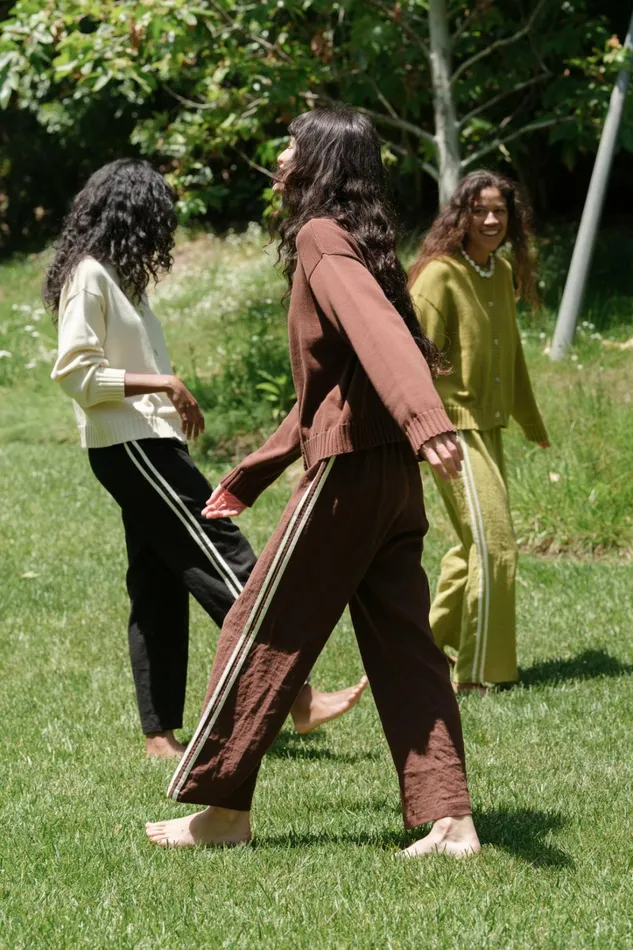 Women DONNI Bottoms The Linen Crop Stripe Pant