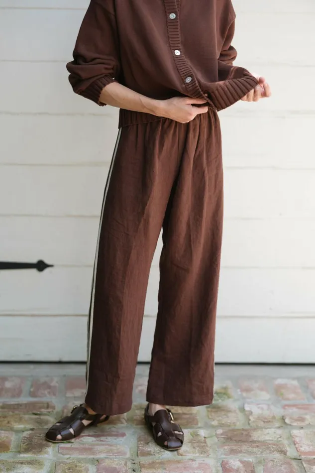 Women DONNI Bottoms The Linen Crop Stripe Pant