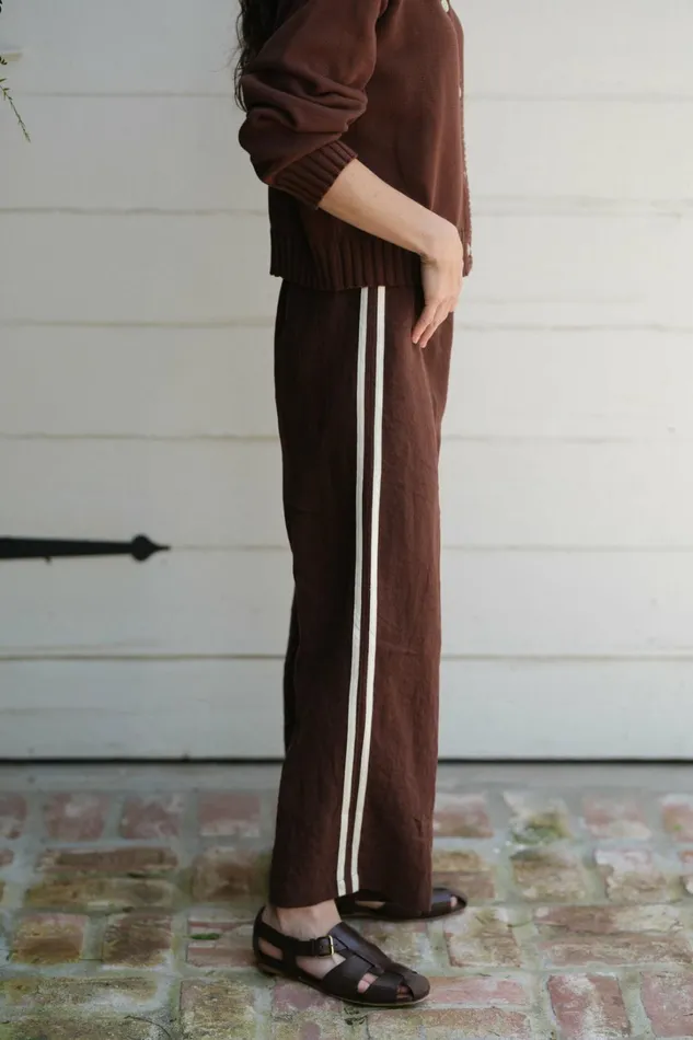 Women DONNI Bottoms The Linen Crop Stripe Pant
