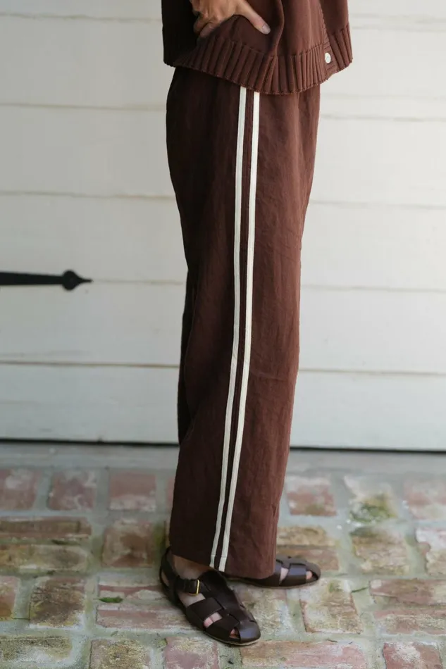 Women DONNI Bottoms The Linen Crop Stripe Pant