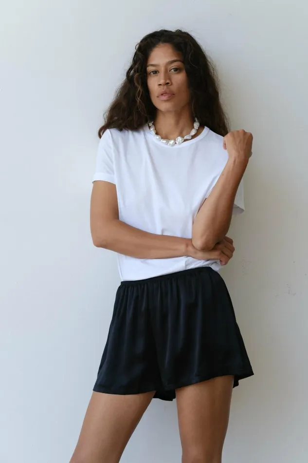 Women DONNI Bottoms The Silk Tap Short
