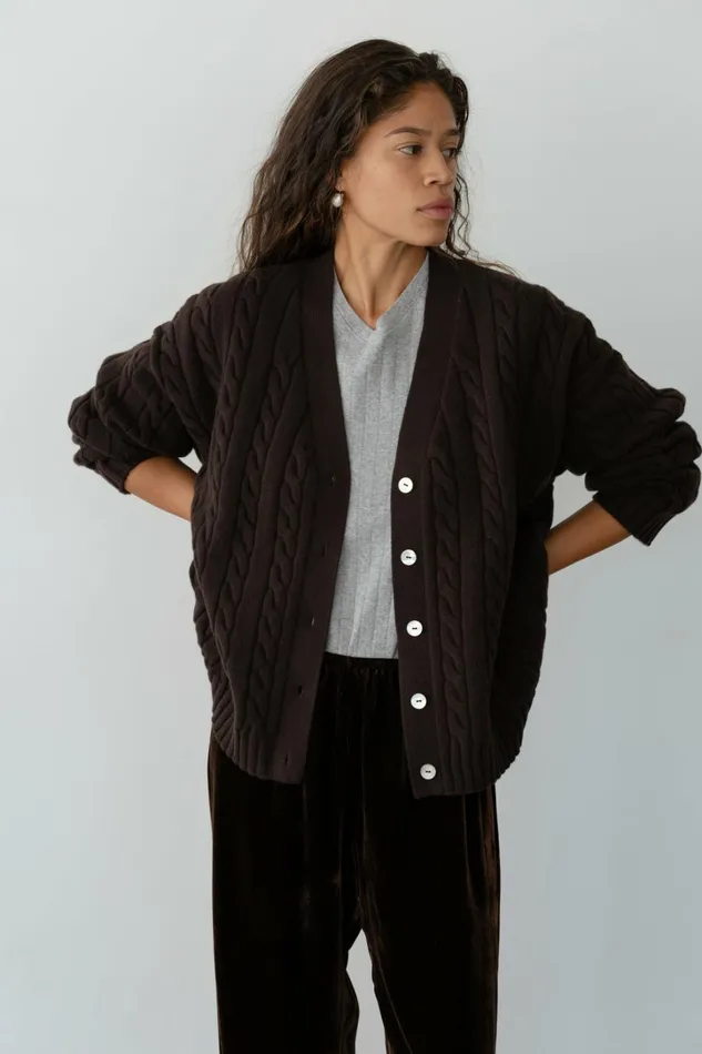 Women DONNI Sweaters The Cable VNeck Cardigan