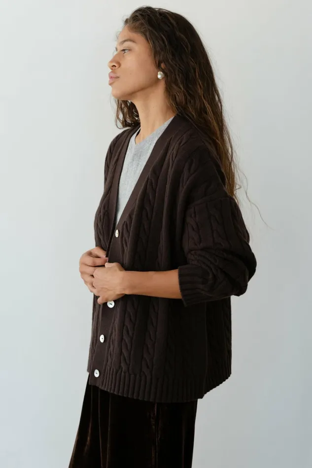 Women DONNI Sweaters The Cable VNeck Cardigan