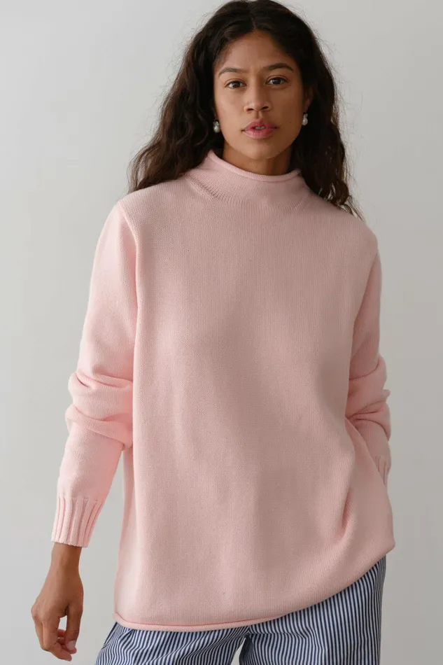 Women DONNI Sweaters The Cotton Cashmere Roll Neck Sweater