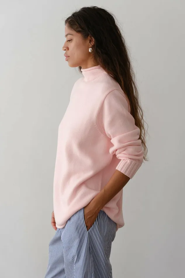 Women DONNI Sweaters The Cotton Cashmere Roll Neck Sweater