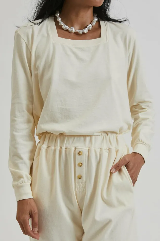 Women DONNI Tops Jersey Square Neck Long Sleeve