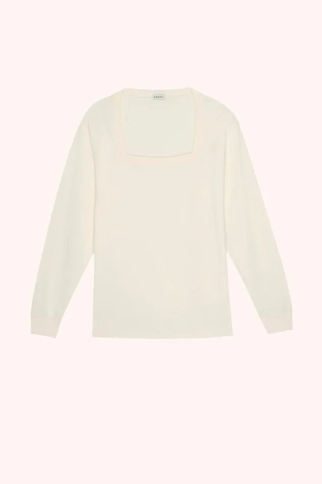 Women DONNI Tops Jersey Square Neck Long Sleeve