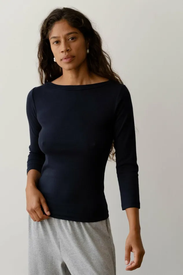 Women DONNI Tops The Baby Rib Boat Neck