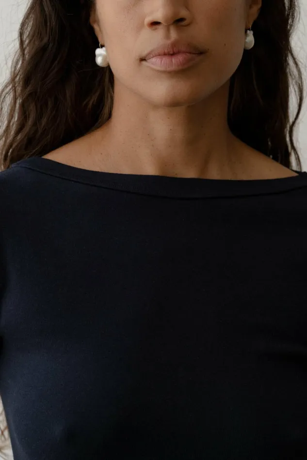 Women DONNI Tops The Baby Rib Boat Neck
