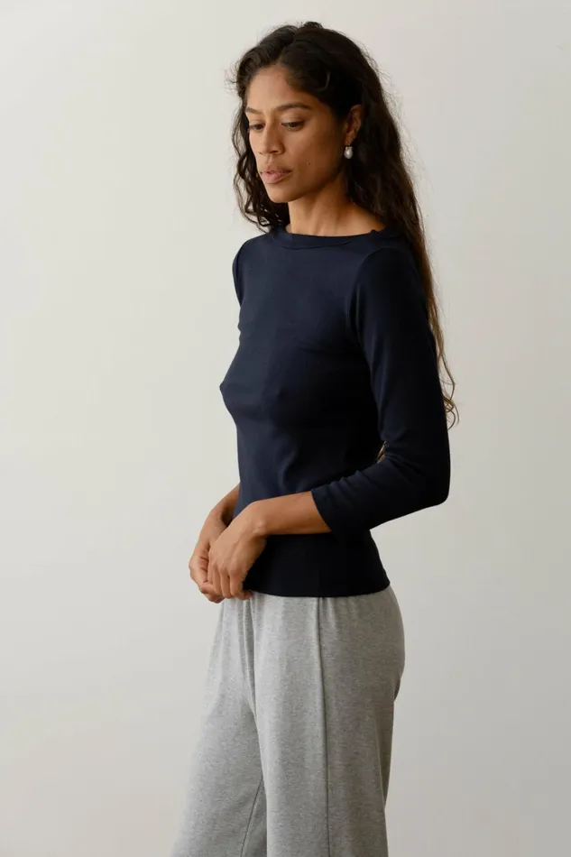 Women DONNI Tops The Baby Rib Boat Neck