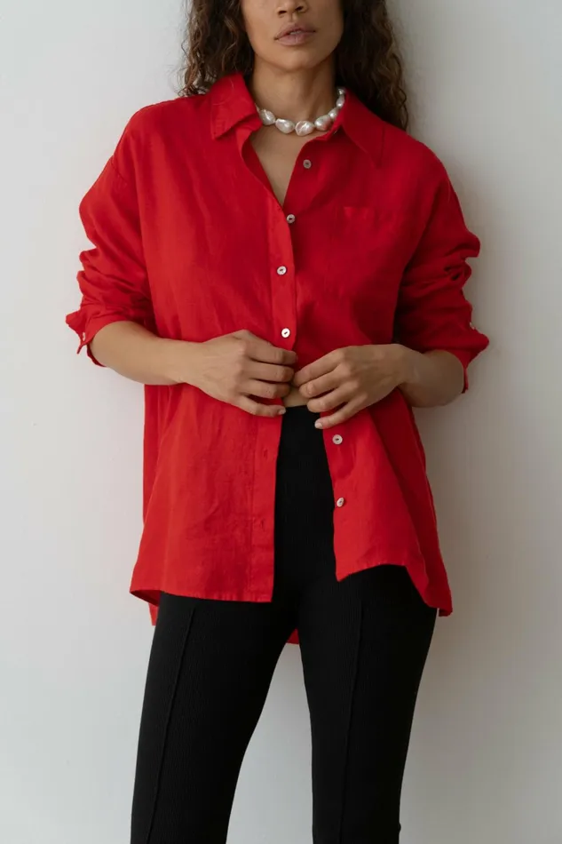 Women DONNI Tops The Linen Relaxed Shirt