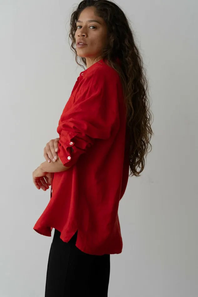 Women DONNI Tops The Linen Relaxed Shirt