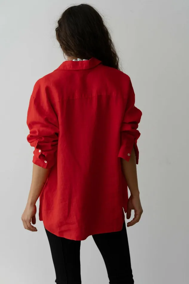 Women DONNI Tops The Linen Relaxed Shirt