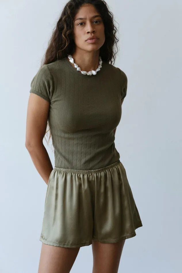 Women DONNI Tops The Pointelle Baby Tee