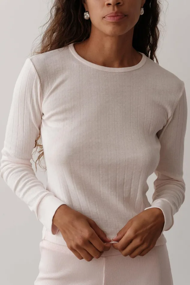 Women DONNI Tops The Pointelle Long Sleeve
