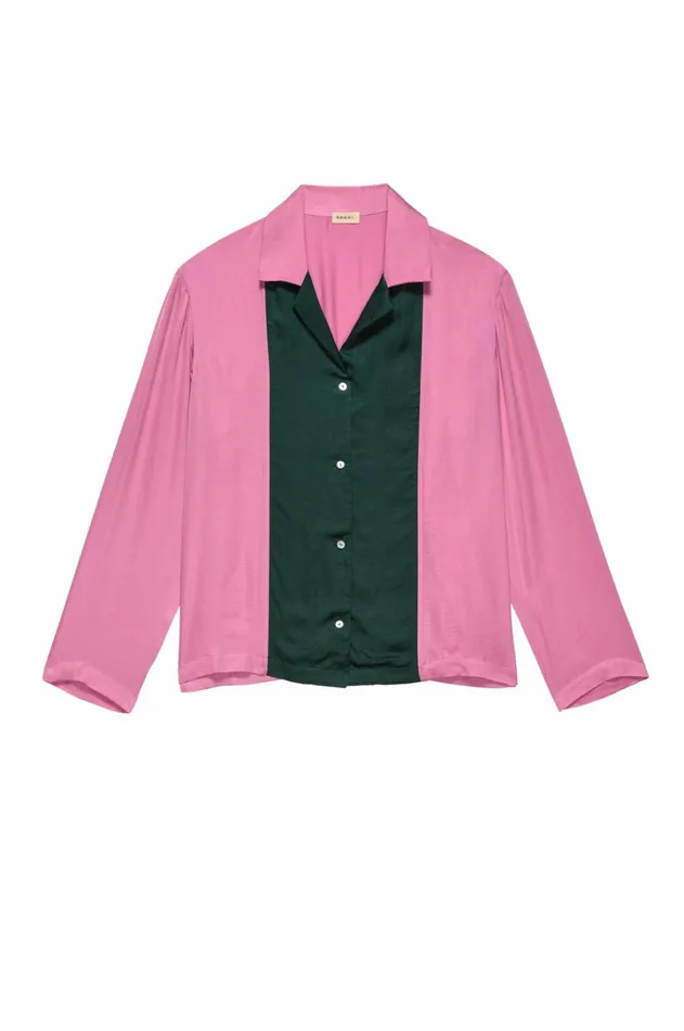 Women DONNI Tops The Silky Bowling Shirt Bonbon