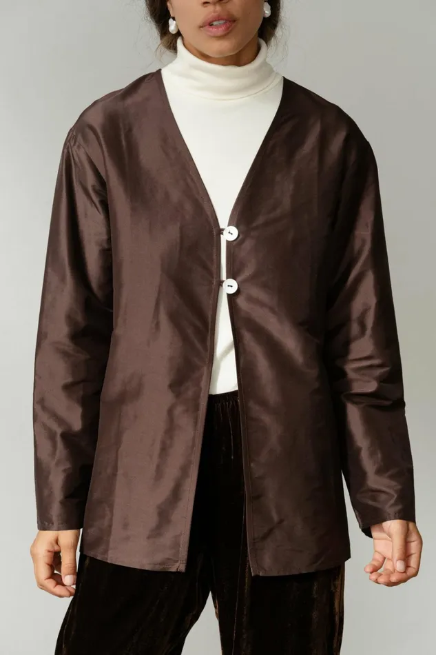 Women DONNI Tops The Taffeta Split Top