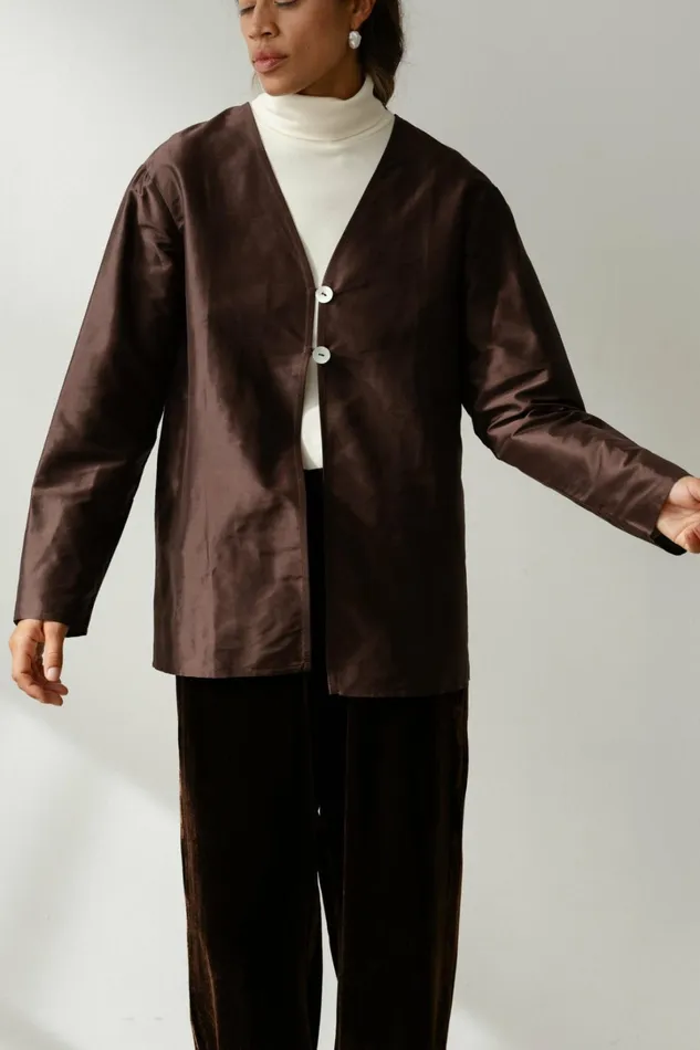 Women DONNI Tops The Taffeta Split Top