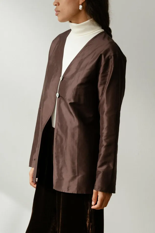 Women DONNI Tops The Taffeta Split Top