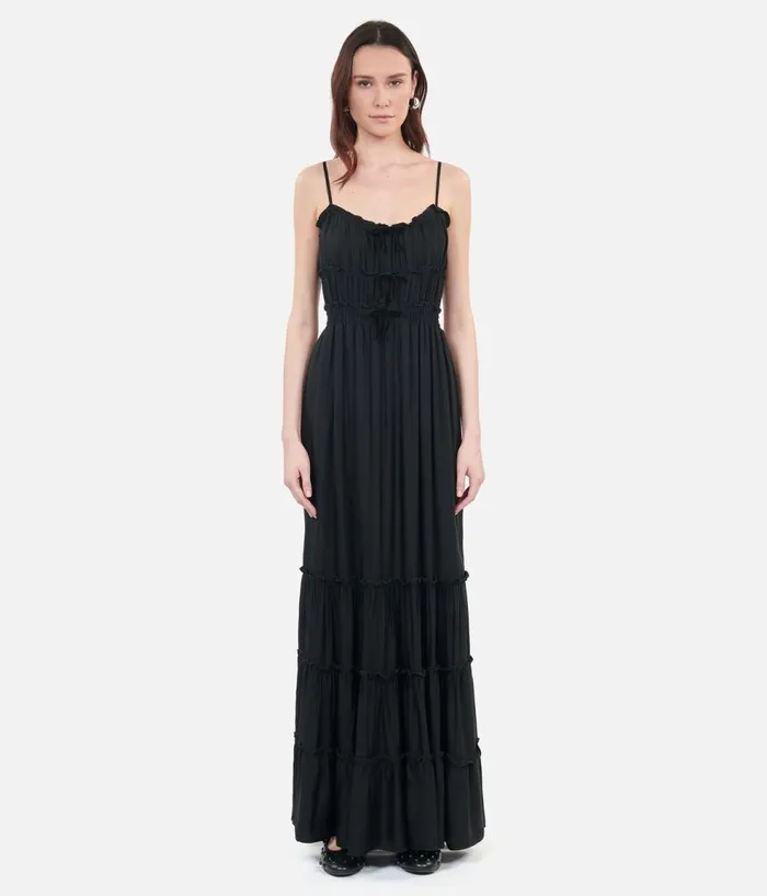 Women Dresses and Jumpsuits THE KOOPLES Long Black Dress With Bows