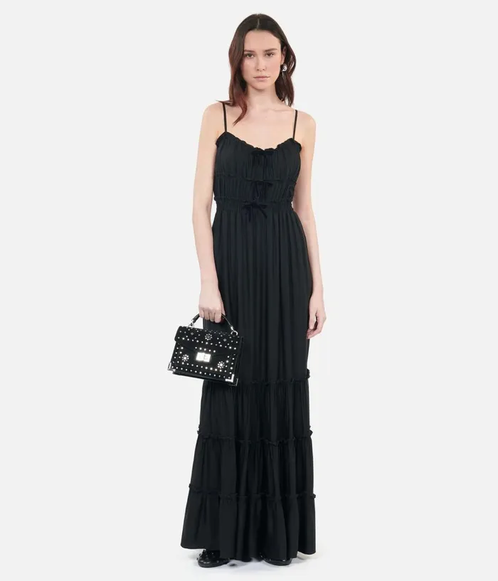 Women Dresses and Jumpsuits THE KOOPLES Long Black Dress With Bows