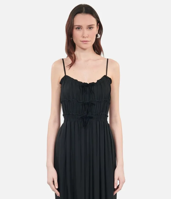 Women Dresses and Jumpsuits THE KOOPLES Long Black Dress With Bows
