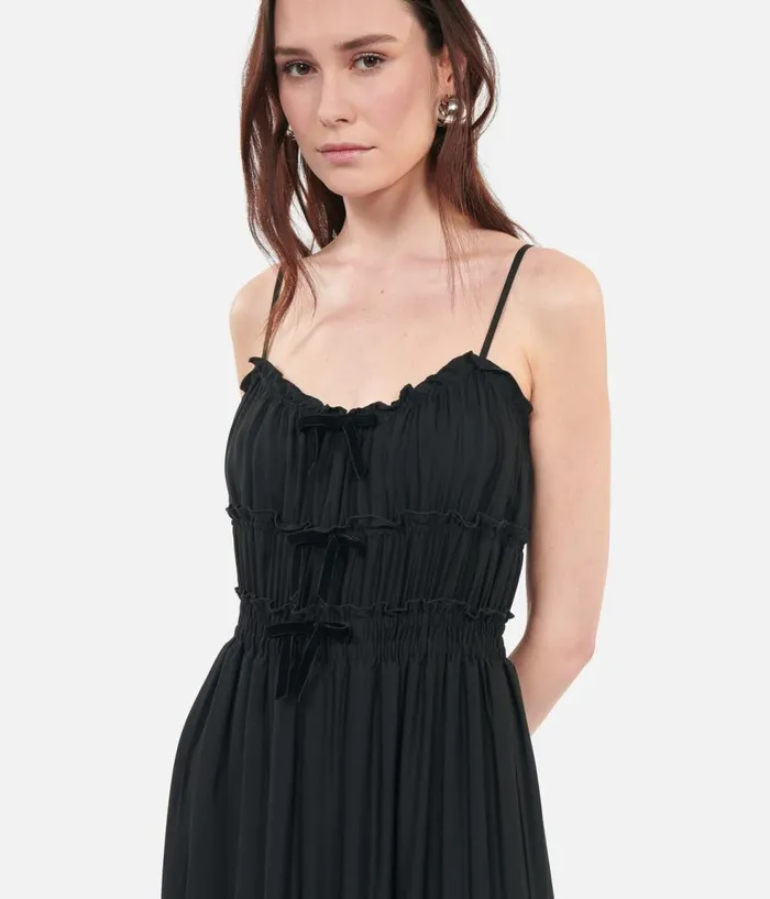 Women Dresses and Jumpsuits THE KOOPLES Long Black Dress With Bows