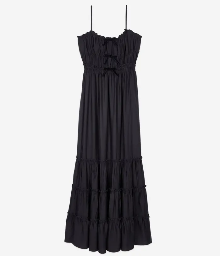 Women Dresses and Jumpsuits THE KOOPLES Long Black Dress With Bows