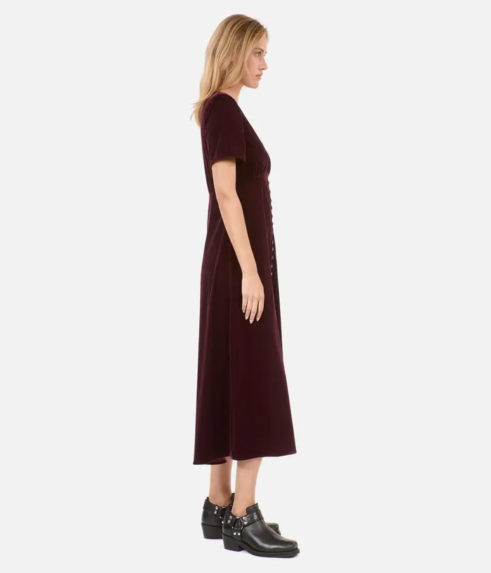 Women Dresses and Jumpsuits THE KOOPLES Long Burgundy Velvet Dress Women Dresses and Jumpsuits THE KOOPLES Long Burgundy Velvet Dress