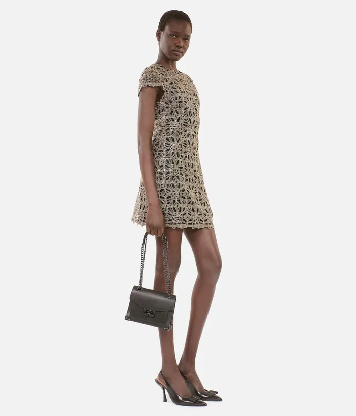 Women Dresses and Jumpsuits THE KOOPLES Short Dress In Golden Guipure