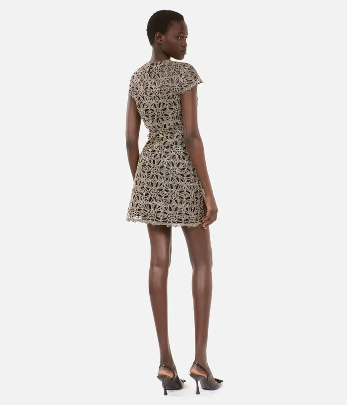 Women Dresses and Jumpsuits THE KOOPLES Short Dress In Golden Guipure Women Dresses and Jumpsuits THE KOOPLES Short Dress In Golden Guipure