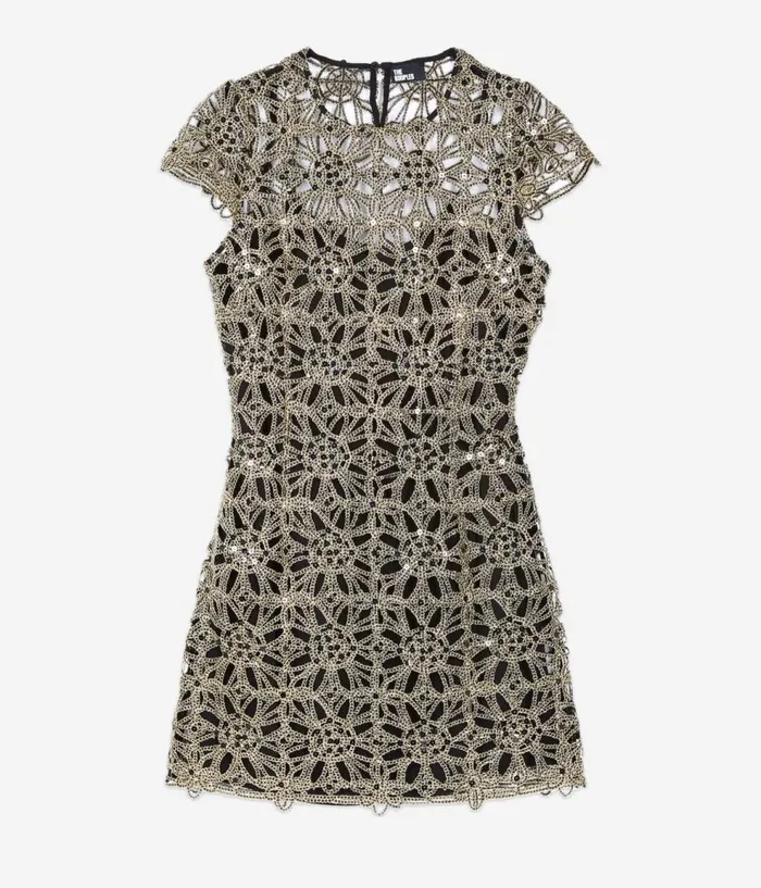 Women Dresses and Jumpsuits THE KOOPLES Short Dress In Golden Guipure Women Dresses and Jumpsuits THE KOOPLES Short Dress In Golden Guipure