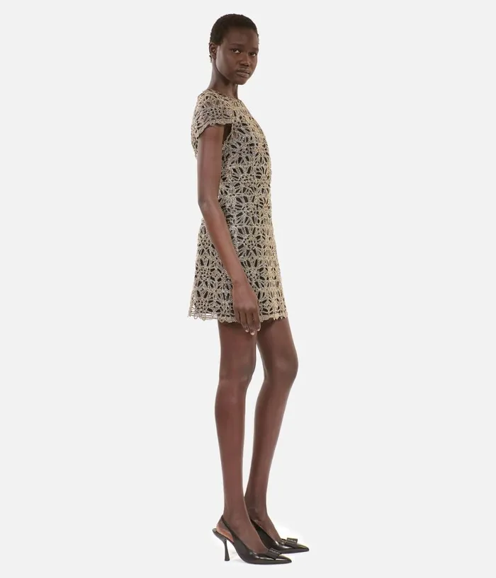 Women Dresses and Jumpsuits THE KOOPLES Short Dress In Golden Guipure Women Dresses and Jumpsuits THE KOOPLES Short Dress In Golden Guipure