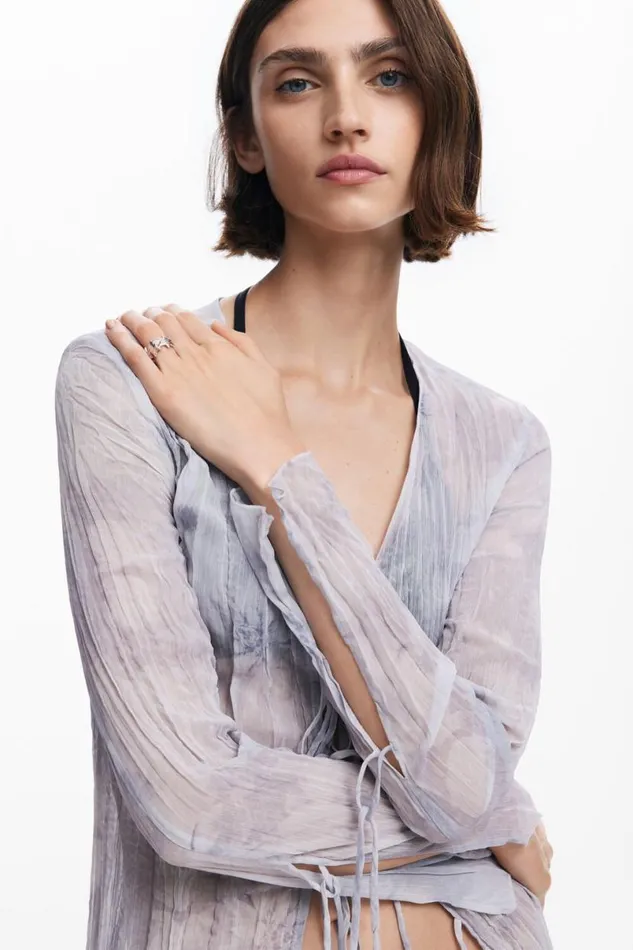 Women Dresses And Jumpsuits Desigual Vneck Blouse With Ruffles