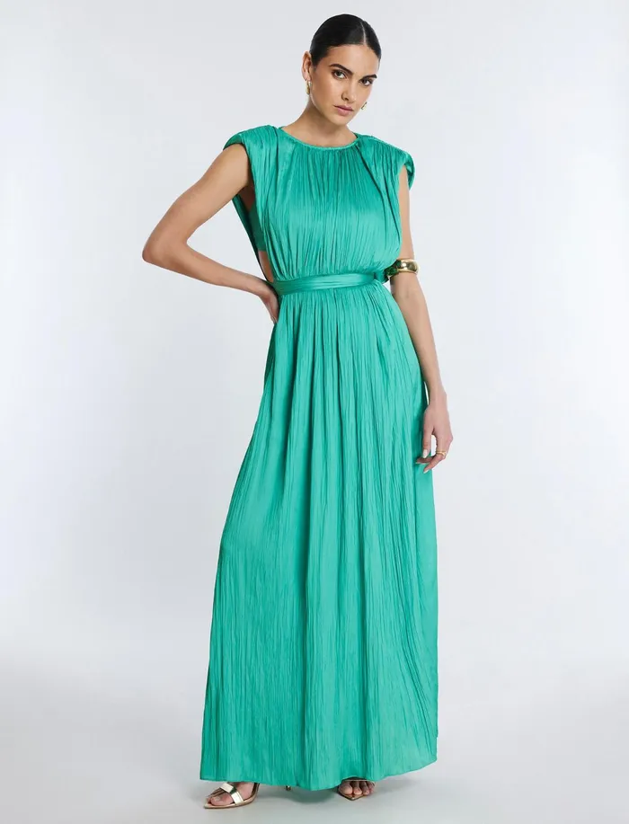 Women Dresses BCBG Gwendolyn Cape Gown Winter Green