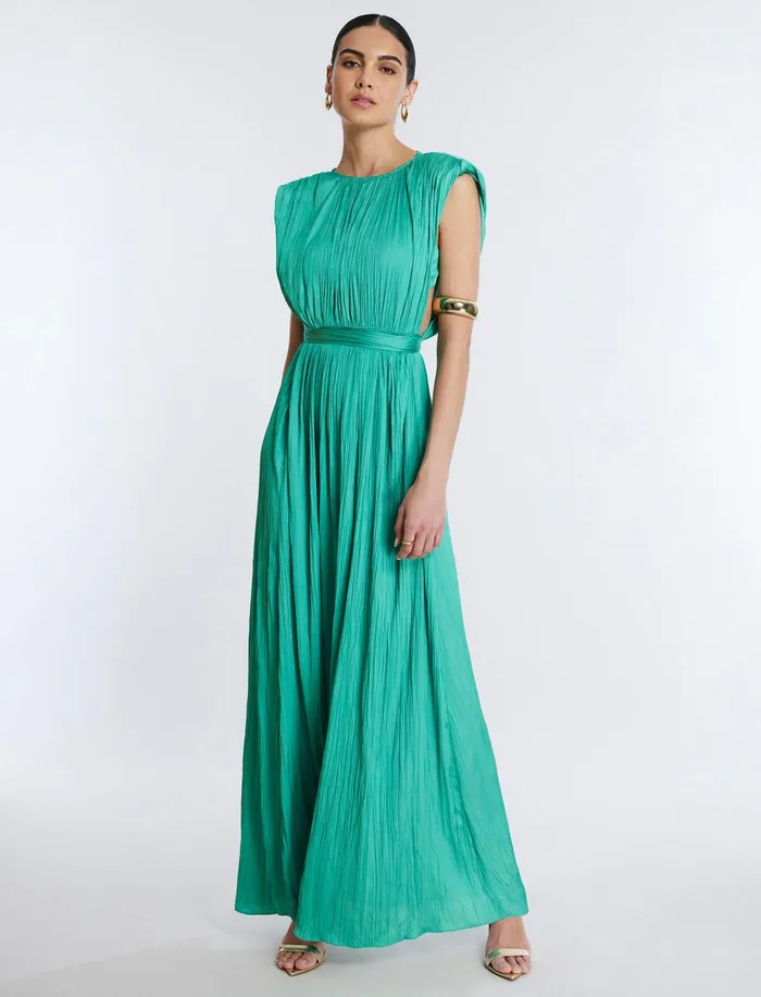 Women Dresses BCBG Gwendolyn Cape Gown Winter Green
