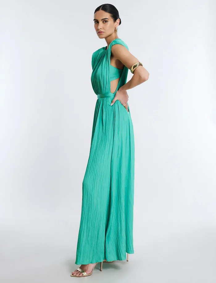 Women Dresses BCBG Gwendolyn Cape Gown Winter Green