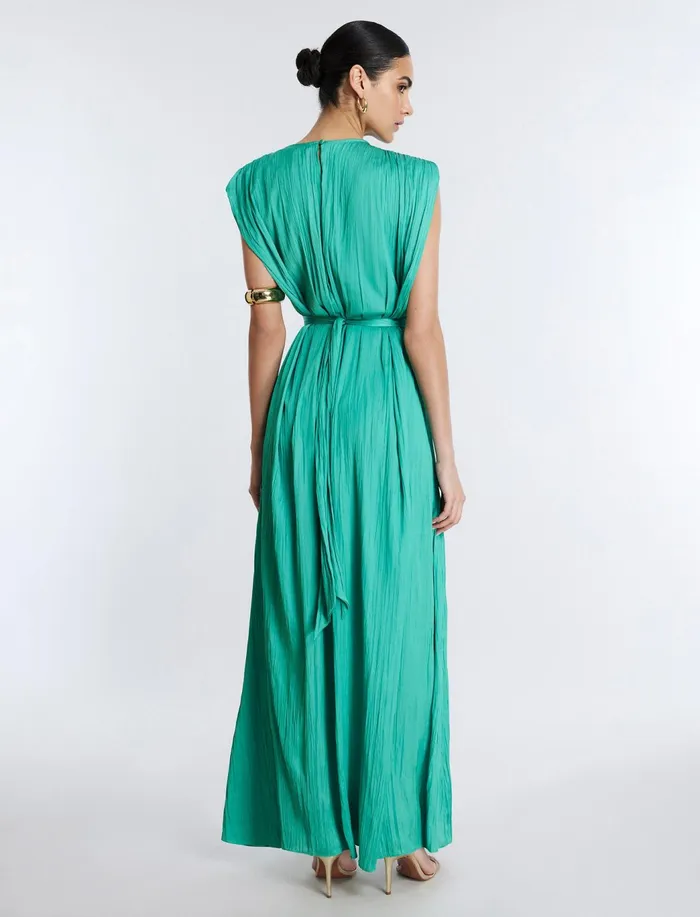 Women Dresses BCBG Gwendolyn Cape Gown Winter Green