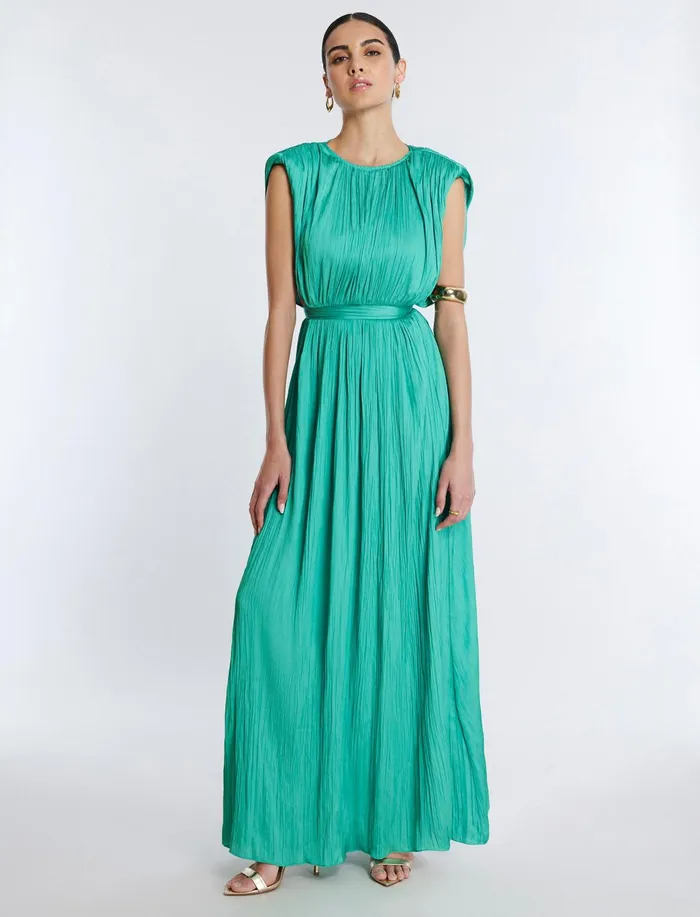 Women Dresses BCBG Gwendolyn Cape Gown Winter Green