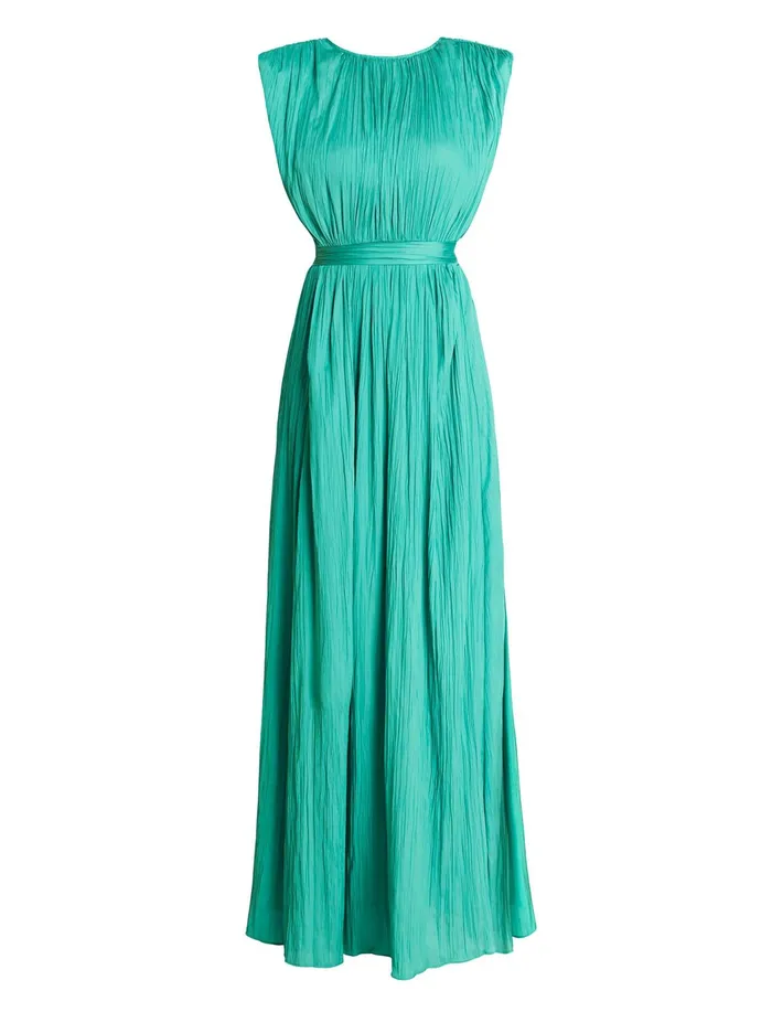 Women Dresses BCBG Gwendolyn Cape Gown Winter Green