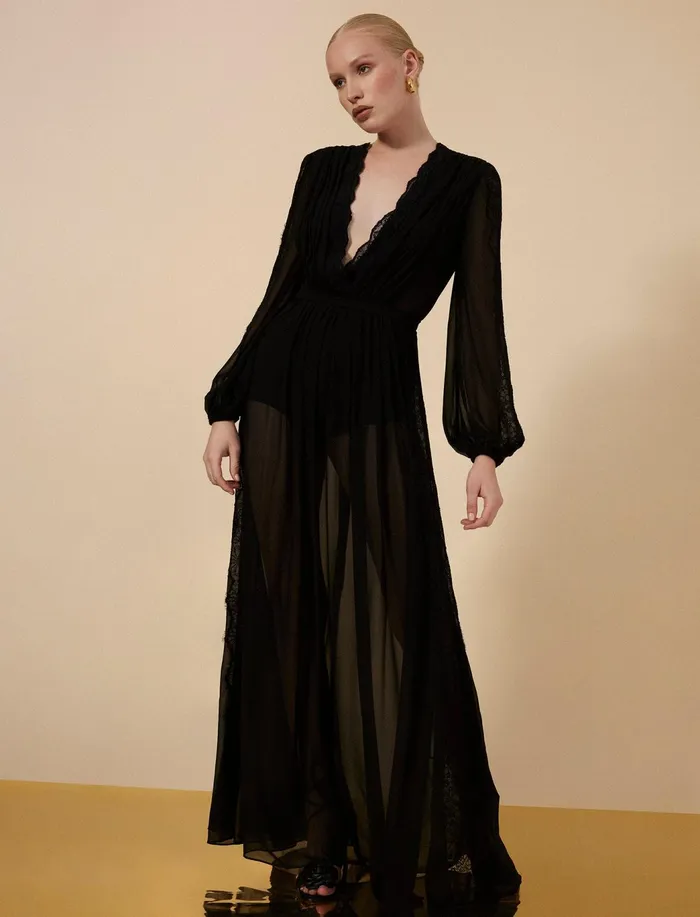 Women Dresses BCBG Nevaeh Long Sleeve Gown Black