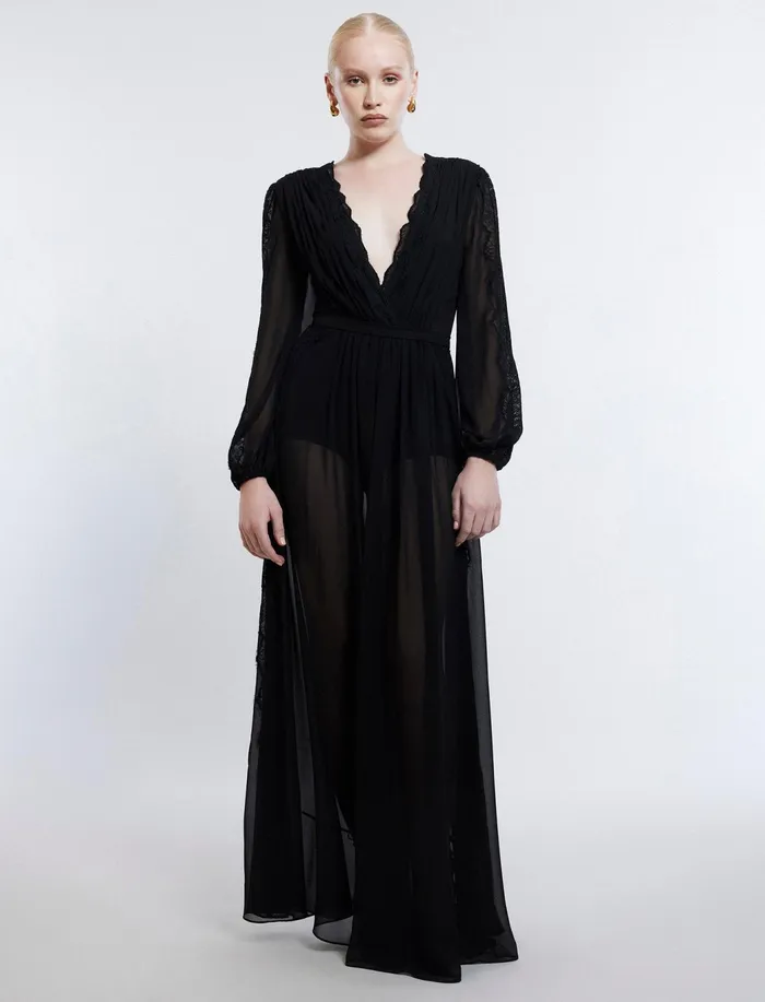 Women Dresses BCBG Nevaeh Long Sleeve Gown Black
