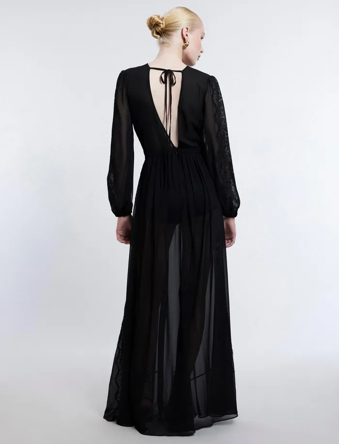 Women Dresses BCBG Nevaeh Long Sleeve Gown Black